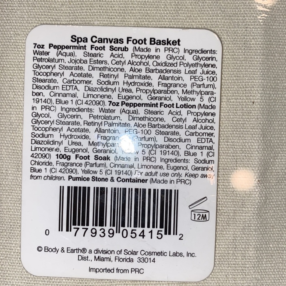 NWT ~ BODY AND EARTH SPA CANVAS FOOT BASKET - Picture 4 of 4
